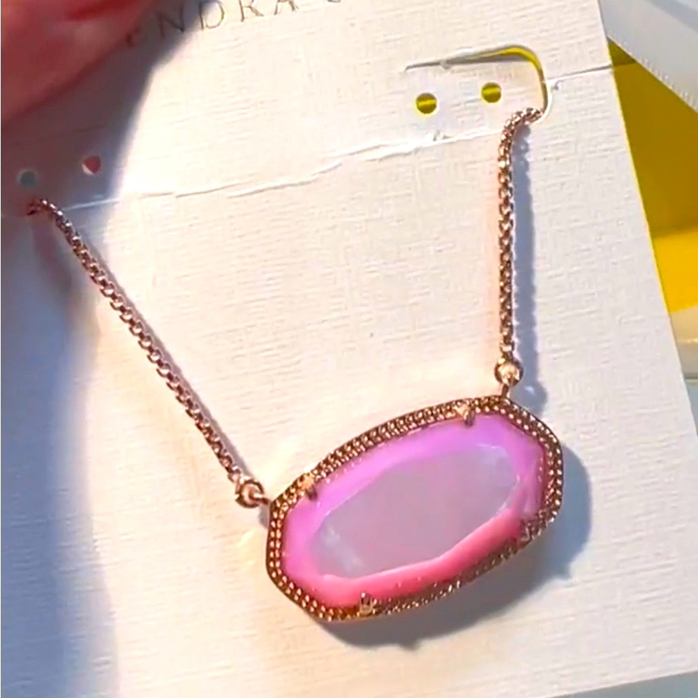 NWT Kendra Scott Delaney Necklace Lavender Pearl & Rose Gold Rare & Retired😊 - Picture 3 of 14